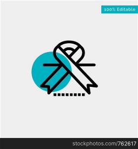 Cancer, Oncology, Ribbon, Medical turquoise highlight circle point Vector icon