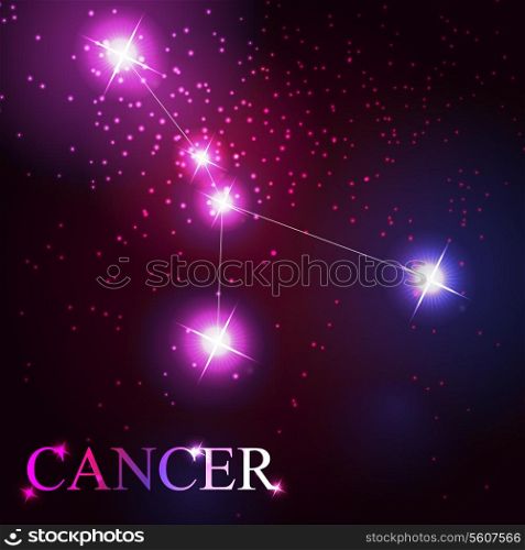 cancer zodiac sign of the beautiful bright stars on the background of cosmic sky