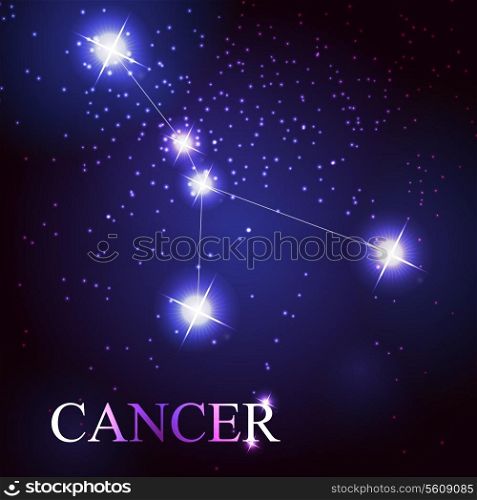 cancer zodiac sign of the beautiful bright stars on the background of cosmic sky