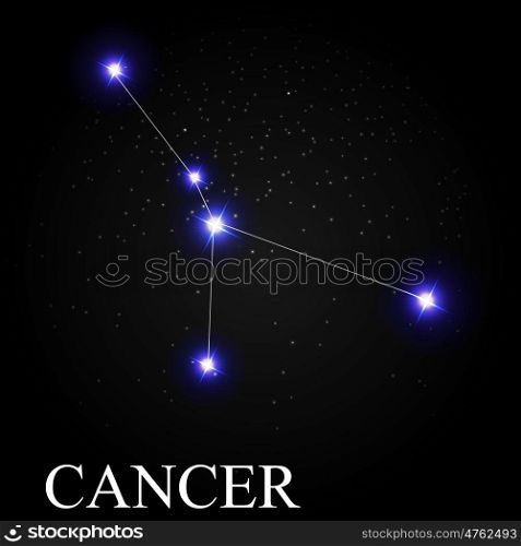 Cancer Zodiac Sign with Beautiful Bright Stars on the Background of Cosmic Sky Vector Illustration EPS10. Cancer Zodiac Sign with Beautiful Bright Stars on the Background
