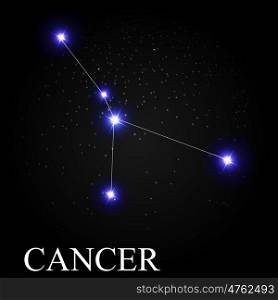 Cancer Zodiac Sign with Beautiful Bright Stars on the Background of Cosmic Sky Vector Illustration EPS10. Cancer Zodiac Sign with Beautiful Bright Stars on the Background