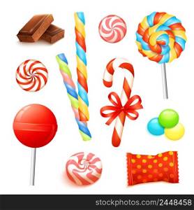 Candies and sweets set with realistic chocolate icons isolated vector illustration. Candy Realistic Set