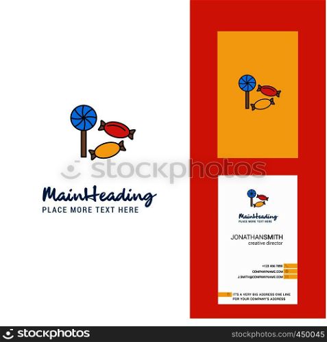 Candies Creative Logo and business card. vertical Design Vector