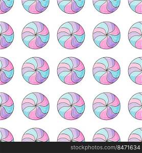 Candies. Cute pattern with sweets. Round purple lollipops seamless pattern. Print. Print for cloth design, textile, fabric, wallpaper