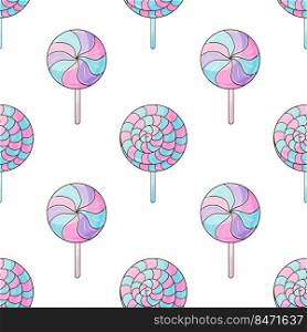 Candies. Cute pattern with sweets. Round purple lollipops seamless pattern. Print for cloth design, textile. Print for cloth design, textile, fabric, wallpaper