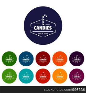 Candies icons color set vector for any web design on white background. Candies icons set vector color