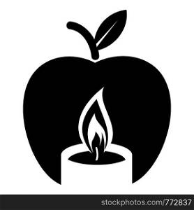 Candle apple icon. Simple illustration of candle apple vector icon for web. Candle apple icon, simple black style