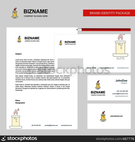 Candle Business Letterhead, Envelope and visiting Card Design vector template