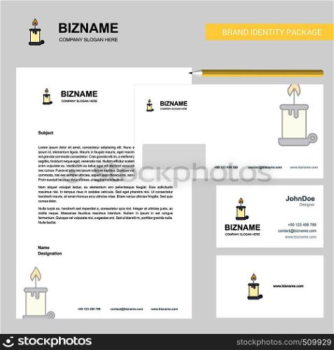 Candle Business Letterhead, Envelope and visiting Card Design vector template