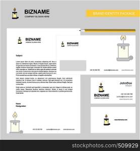 Candle Business Letterhead, Envelope and visiting Card Design vector template