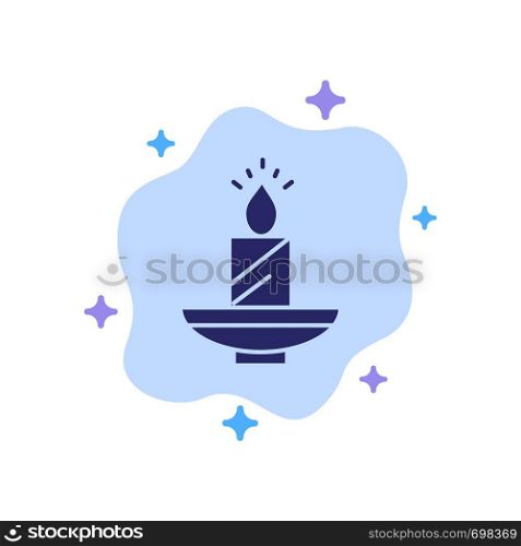 Candle, Christmas, Diwali, Easter, Lamp, Light, Wax Blue Icon on Abstract Cloud Background