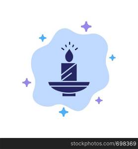 Candle, Christmas, Diwali, Easter, Lamp, Light, Wax Blue Icon on Abstract Cloud Background