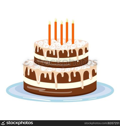 Candle cream cake icon cartoon vector. Happy birthday. Cute food. Candle cream cake icon cartoon vector. Happy birthday