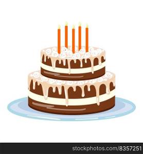Candle cream cake icon cartoon vector. Happy birthday. Cute food. Candle cream cake icon cartoon vector. Happy birthday
