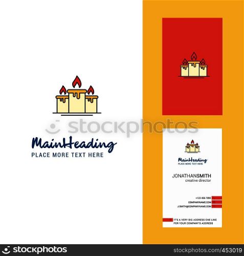 Candle Creative Logo and business card. vertical Design Vector