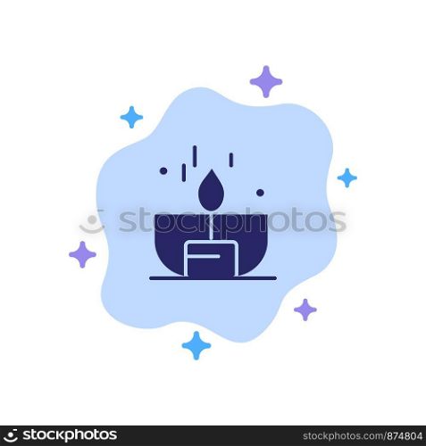 Candle, Dark, Light, Lighter, Shine Blue Icon on Abstract Cloud Background