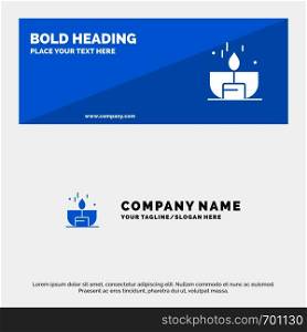 Candle, Dark, Light, Lighter, Shine SOlid Icon Website Banner and Business Logo Template