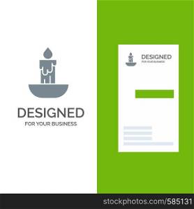 Candle, Fire, Easter, Holiday Grey Logo Design and Business Card Template