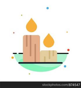 Candle, Fire, Easter, Nature Abstract Flat Color Icon Template