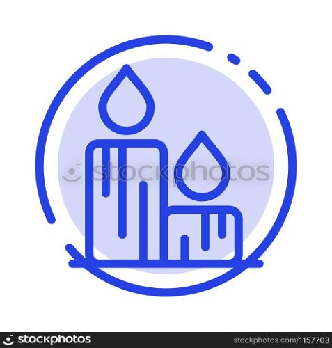 Candle, Fire, Easter, Nature Blue Dotted Line Line Icon