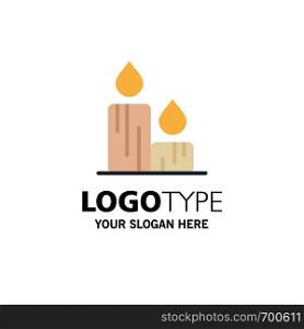 Candle, Fire, Easter, Nature Business Logo Template. Flat Color