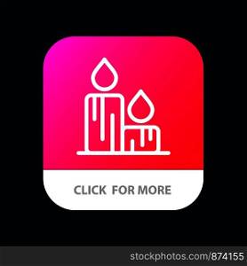 Candle, Fire, Easter, Nature Mobile App Button. Android and IOS Line Version