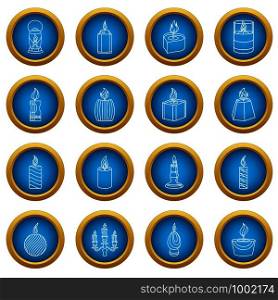 Candle forms icons set flame light. Outline illustration of 16 candle forms flame light vector icons for web. Candle forms icons set flame light, outline style