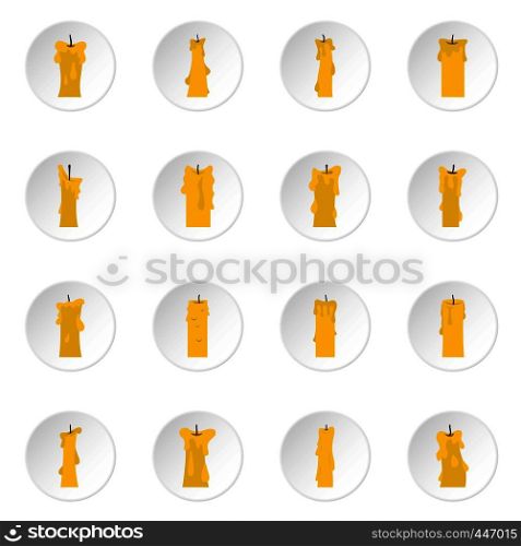 Candle forms icons set in flat style isolated vector icons set illustration. Candle forms icons set in flat style
