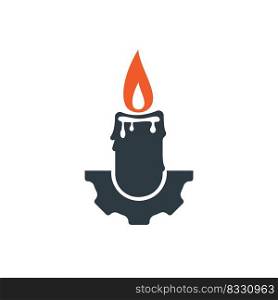 Candle gear vector logo design. Circular candle land gear logo vector design. 