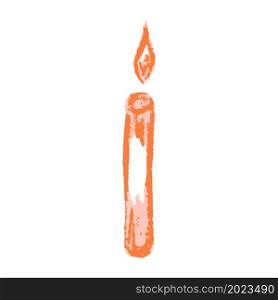 Candle. Icon in hand draw style. Drawing with wax crayons, colored chalk, children&rsquo;s creativity. Sign, symbol, pin. Icon in hand draw style. Drawing with wax crayons, children&rsquo;s creativity