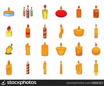 Candle icon set. Cartoon set of candle vector icons for your web design isolated on white background. Candle icon set, cartoon style