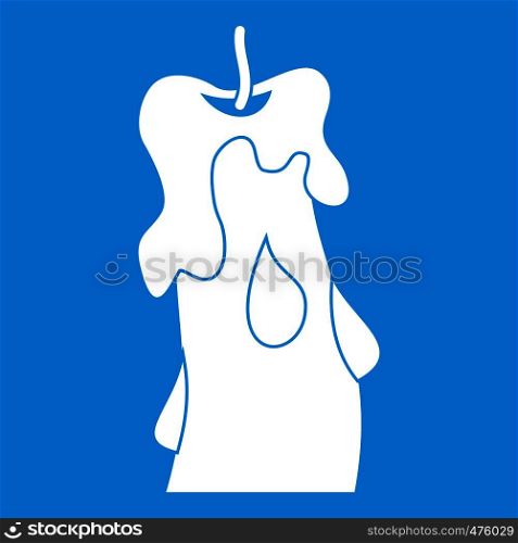 Candle icon white isolated on blue background vector illustration. Candle icon white