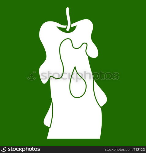 Candle icon white isolated on green background. Vector illustration. Candle icon green