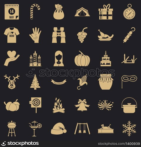 Candle icons set. Simple style of 36 candle vector icons for web for any design. Candle icons set, simple style