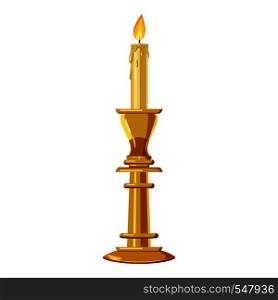 Candle in a candlestick icon. Cartoon illustration of candle vector icon for web design. Candle in a candlestick icon, cartoon style