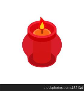 Candle in a candlestick isometric 3d icon on a white background. Candle in a candlestick isometric 3d icon