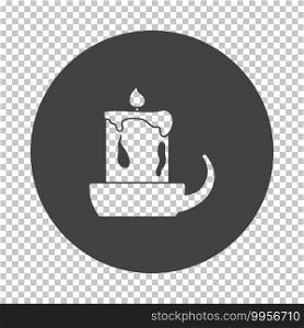 Candle In Candlestick Icon. Subtract Stencil Design on Tranparency Grid. Vector Illustration.