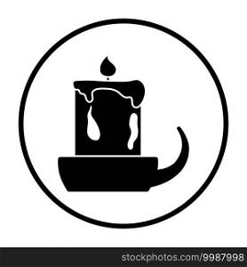 Candle In Candlestick Icon. Thin Circle Stencil Design. Vector Illustration.