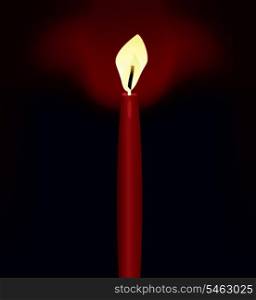 Candle in darkness. The red candle shines darkness. A vector illustration