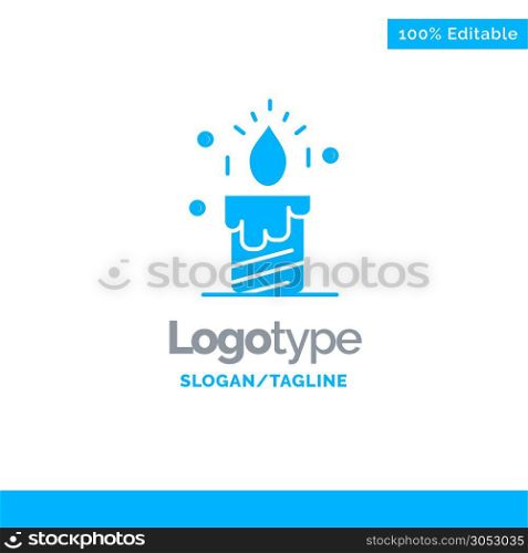 Candle, Light, Wedding, Love Blue Solid Logo Template. Place for Tagline