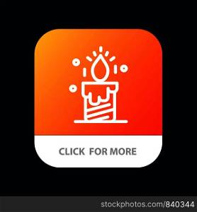 Candle, Light, Wedding, Love Mobile App Button. Android and IOS Line Version