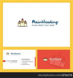 Candle Logo design with Tagline & Front and Back Busienss Card Template. Vector Creative Design