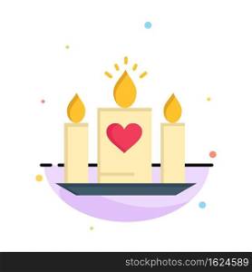 Candle, Love, Heart, Wedding Abstract Flat Color Icon Template