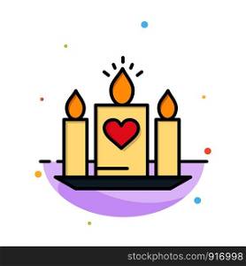 Candle, Love, Heart, Wedding Abstract Flat Color Icon Template