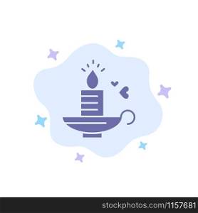 Candle, Love, Heart, Wedding Blue Icon on Abstract Cloud Background