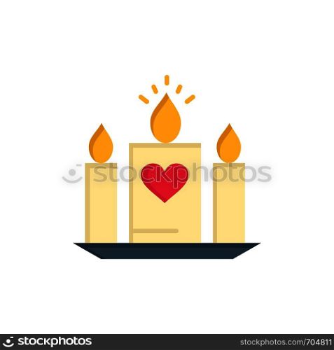 Candle, Love, Heart, Wedding Flat Color Icon. Vector icon banner Template