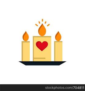 Candle, Love, Heart, Wedding Flat Color Icon. Vector icon banner Template