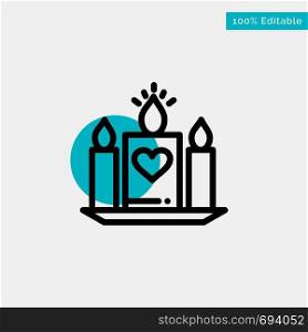 Candle, Love, Heart, Wedding turquoise highlight circle point Vector icon