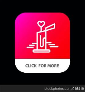 Candle, Love, Wedding, Heart Mobile App Button. Android and IOS Line Version