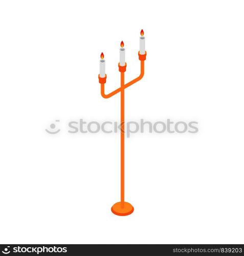 Candle stand icon. Isometric of candle stand vector icon for web design isolated on white background. Candle stand icon, isometric style
